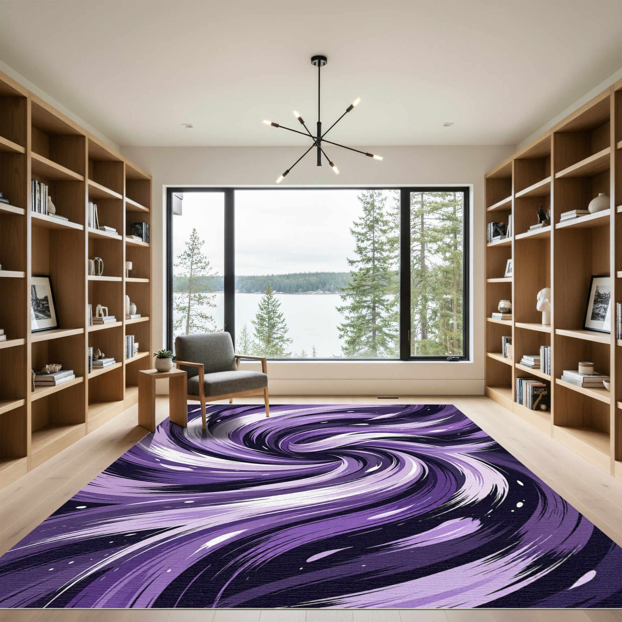 Twisting Purple Strokes Nebula Rug