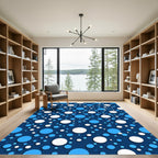 Deep Blue White Circles Scatter Rug