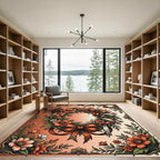 Vintage Terracotta Floral Wreath Frame Rug