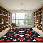 Red White Heart Arrow Collage Rug