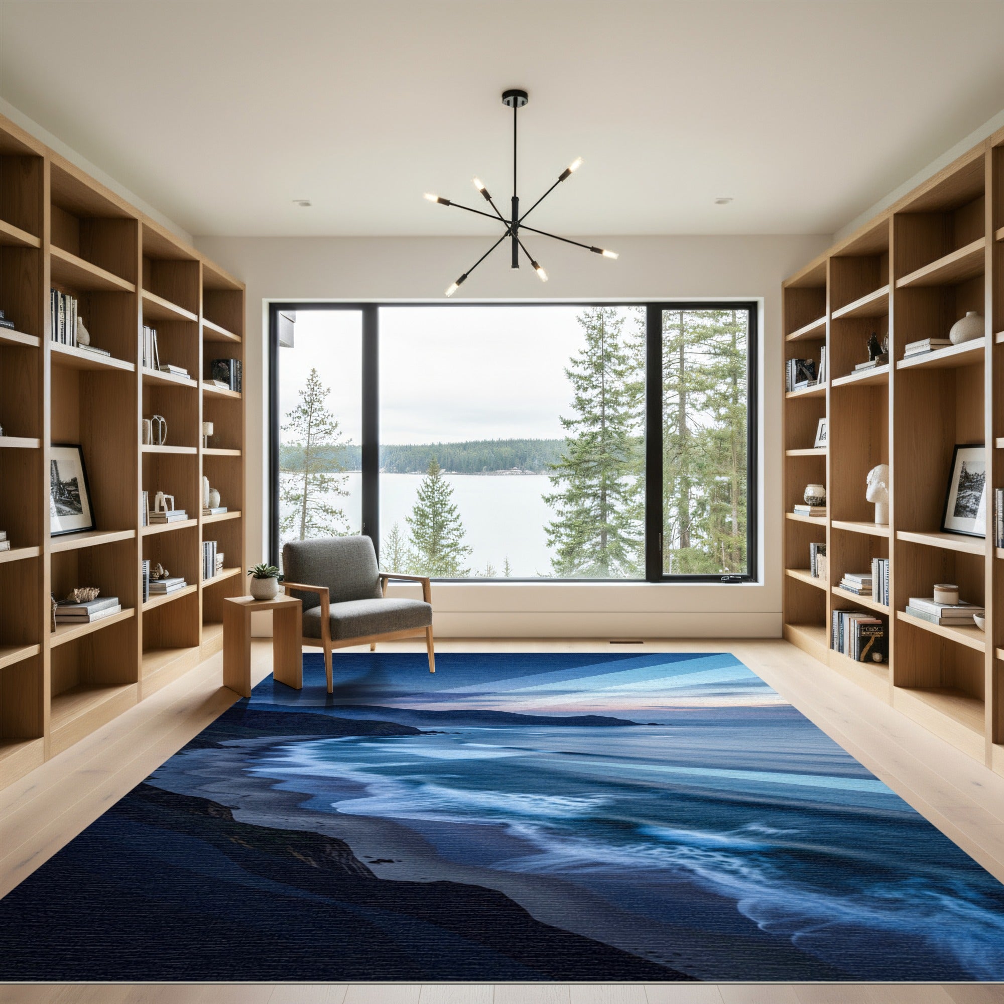 Ocean Coastal Serene Night Waves Rug