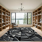 Monochromatic Geometric Smashed Glass Abstract Rug