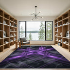 Neon Purple Cyber Geometric Grid Rug