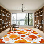 Retro Vibrant Orange Abstract Splash Rug