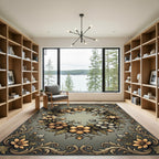 Elegant Floral Wreath in Golden Hues Rug
