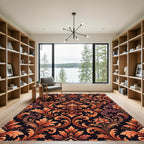 Ornate Amber Scrollwork Floral Rug