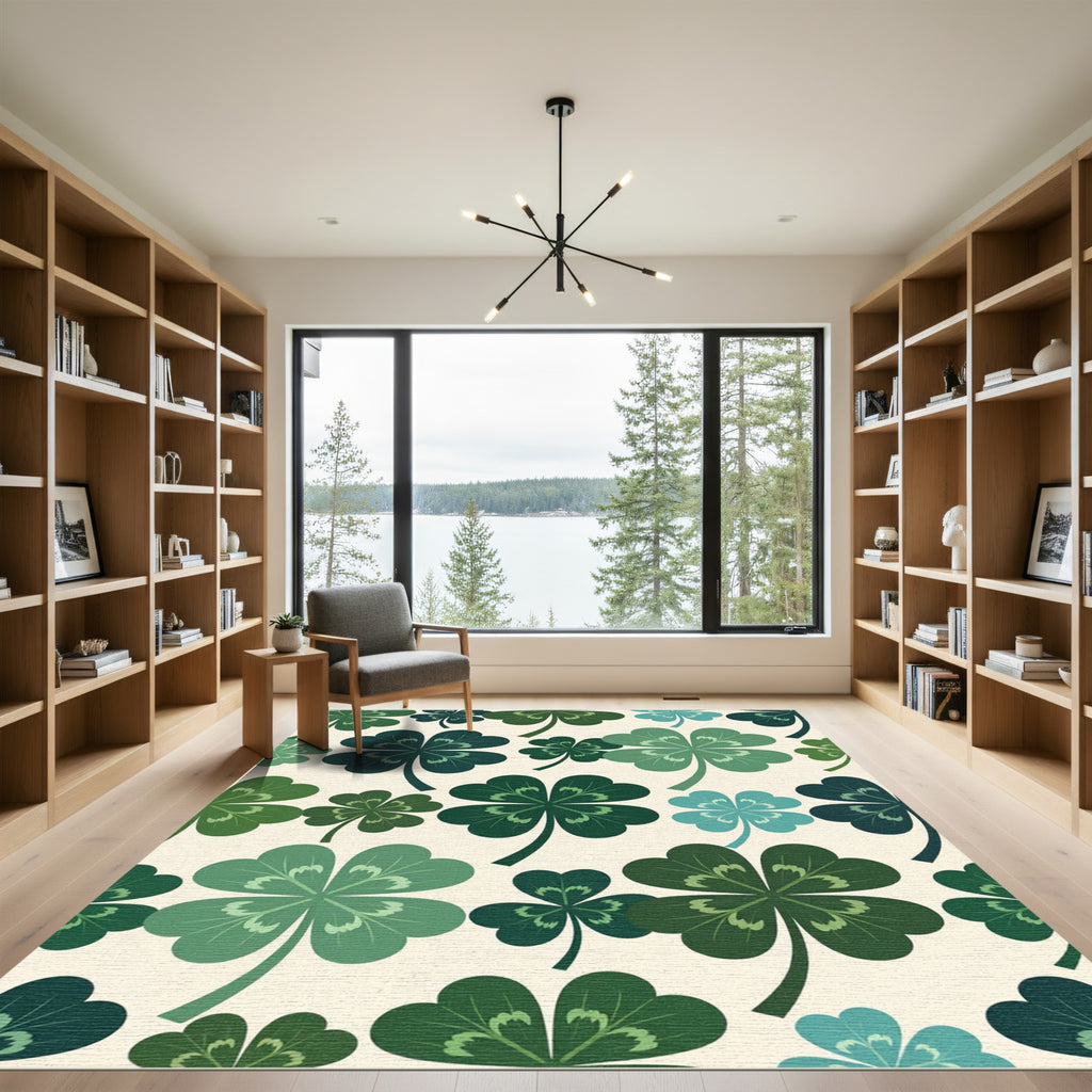 Shades Of Green Four Leaf Clovers Rug