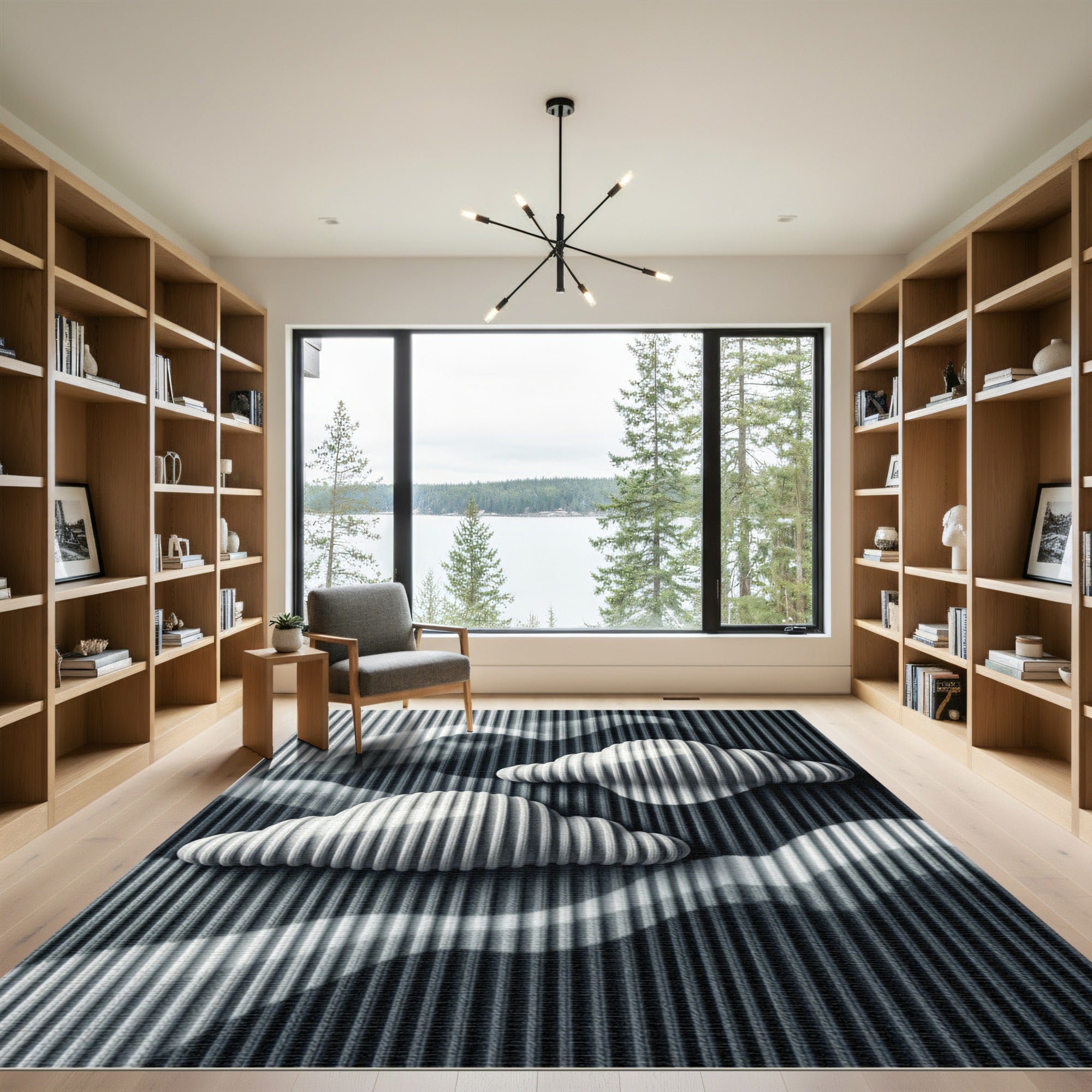 Modern Monochrome Cloud Crest Texture Rug