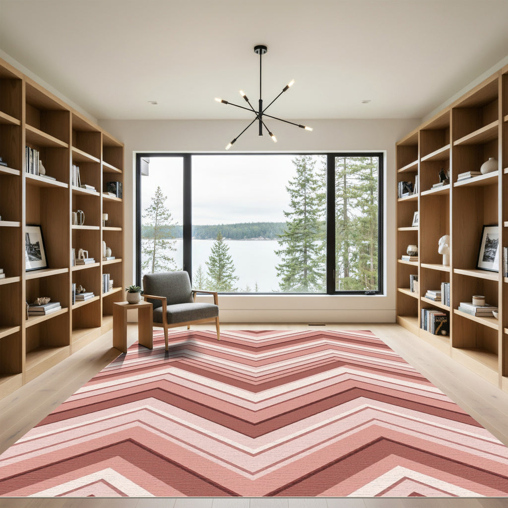 Rose Gold Layered Chevron Waves Rug