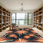 Vibrant Orange Sunburst Radial Rug