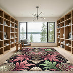 Ornamental Pink Heart Scrollwork Rug