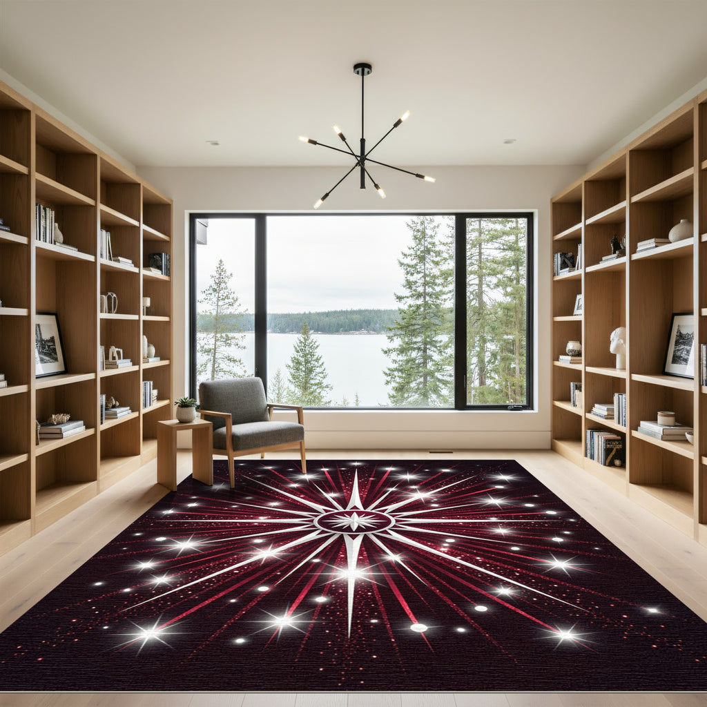 Radiant Red Starburst Sparkle Rug