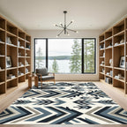 Modern Blue Geometric Arrow Chevron Rug