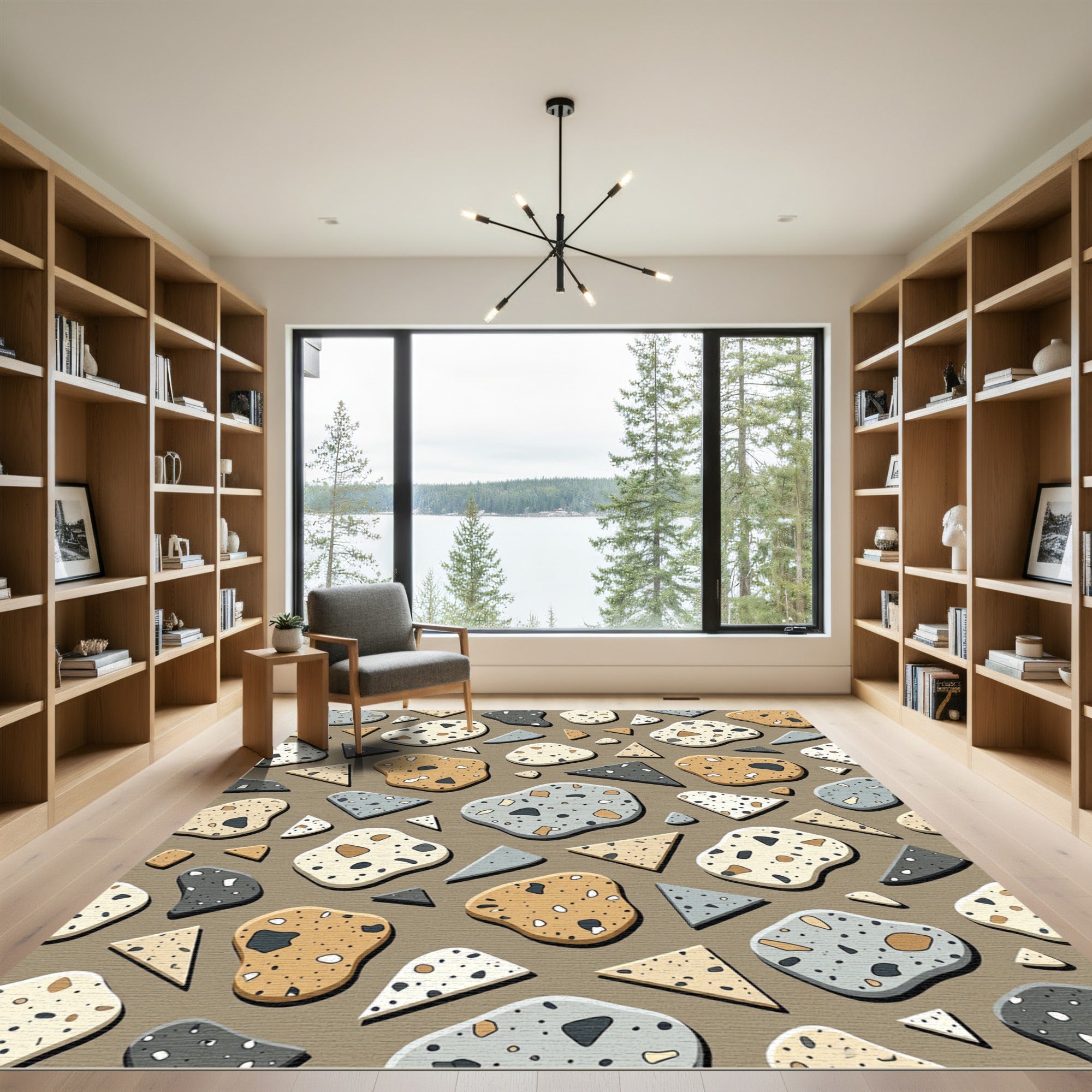 Neutral Terrazzo Mosaic Forms Rug
