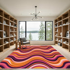 Retro Orange Pink Swirl Waves Rug