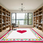 Crimson Heart Floral Border Rug