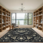 Monochromatic Floral Mandala Lotus Rug