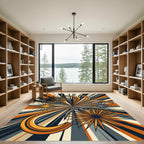 Vibrant Retro Starburst Mid-Century Abstract Rug