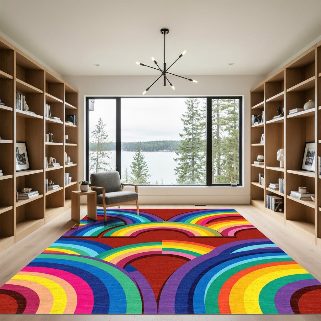 Vibrant Rainbow Arch Collection Rug