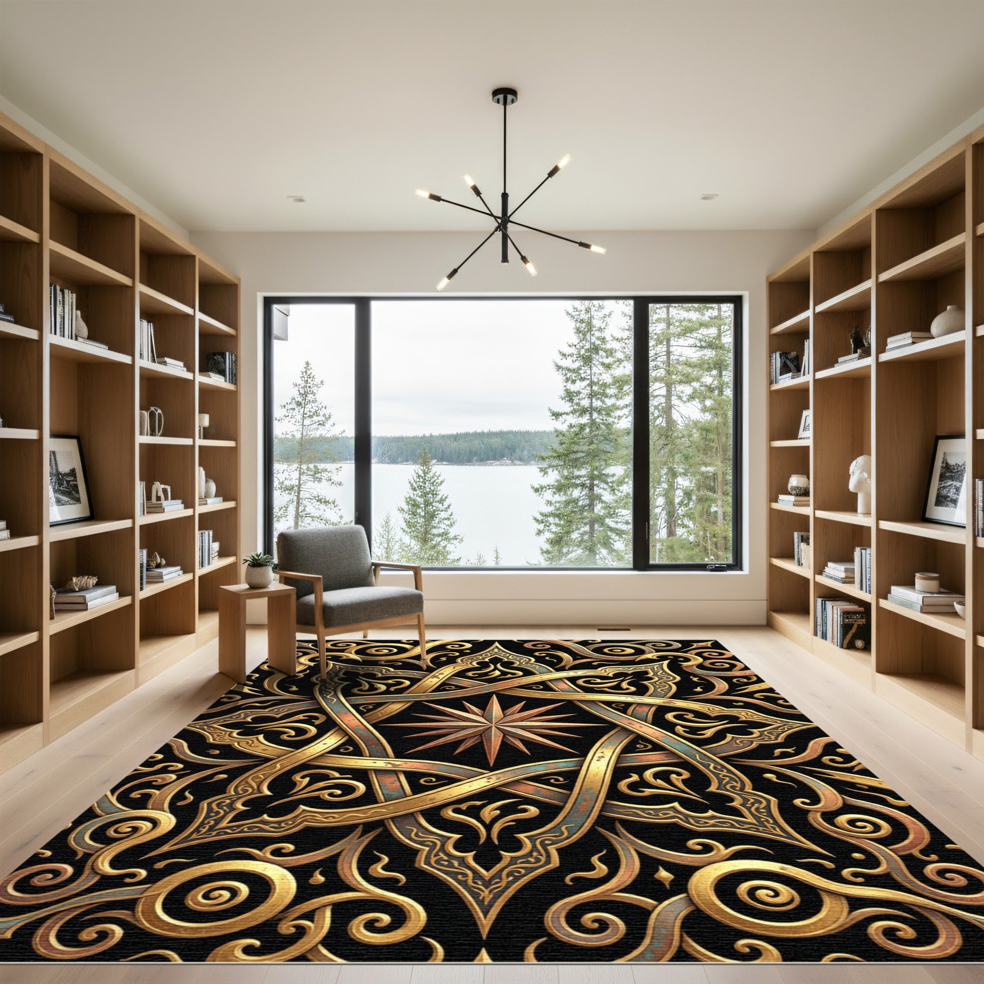 Gilded Celestial Star Ornate Filigree Rug