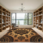 Golden Bronze Tribal Geometric Mandala Rug