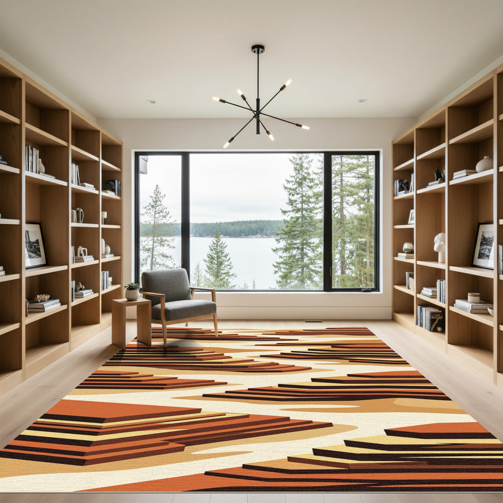 Terracotta Terraced Earth Layers Rug