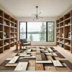 Wood Grain Geometric Overlay Rug