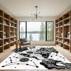 Global Dotted Continents Connection Art Rug