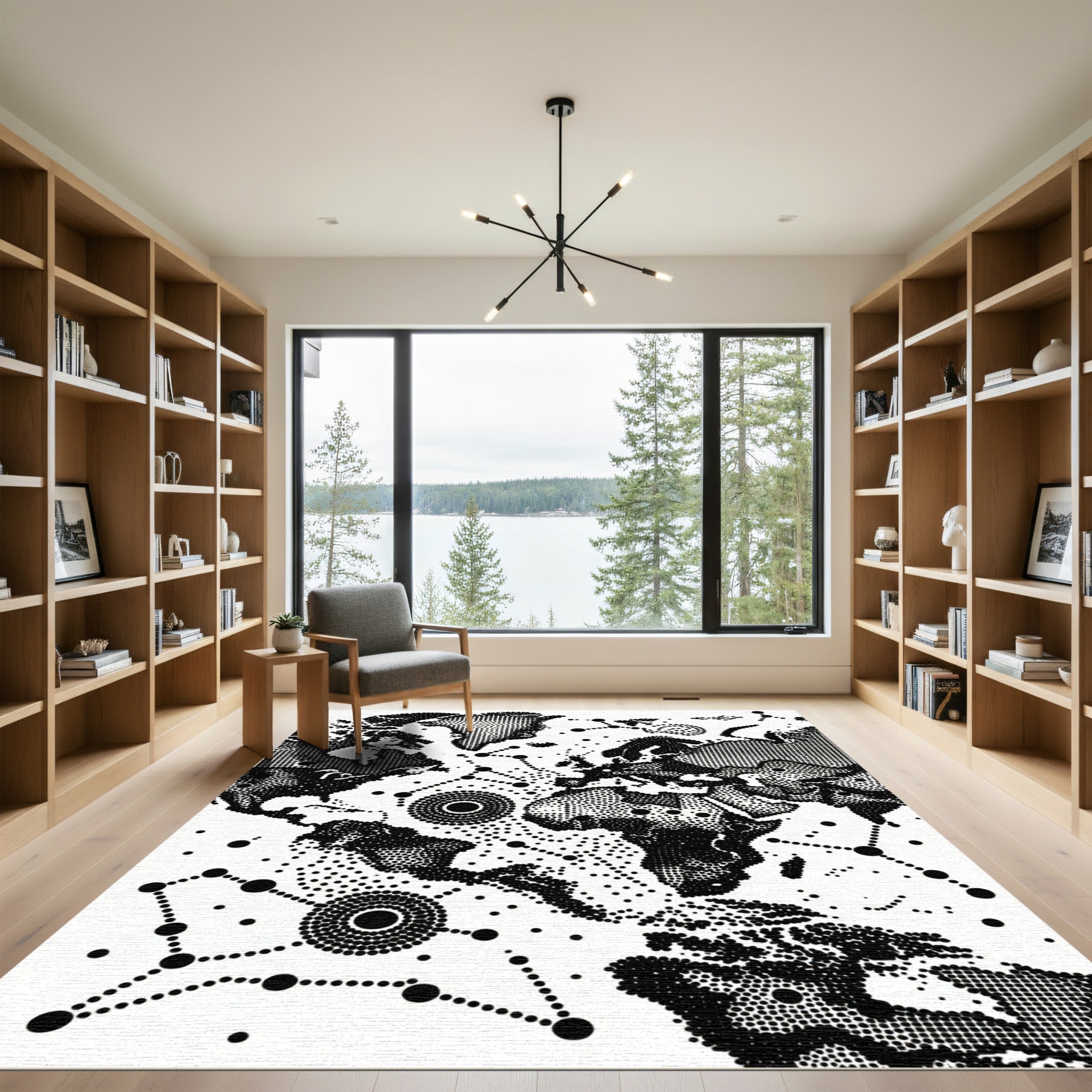 Global Dotted Continents Connection Art Rug