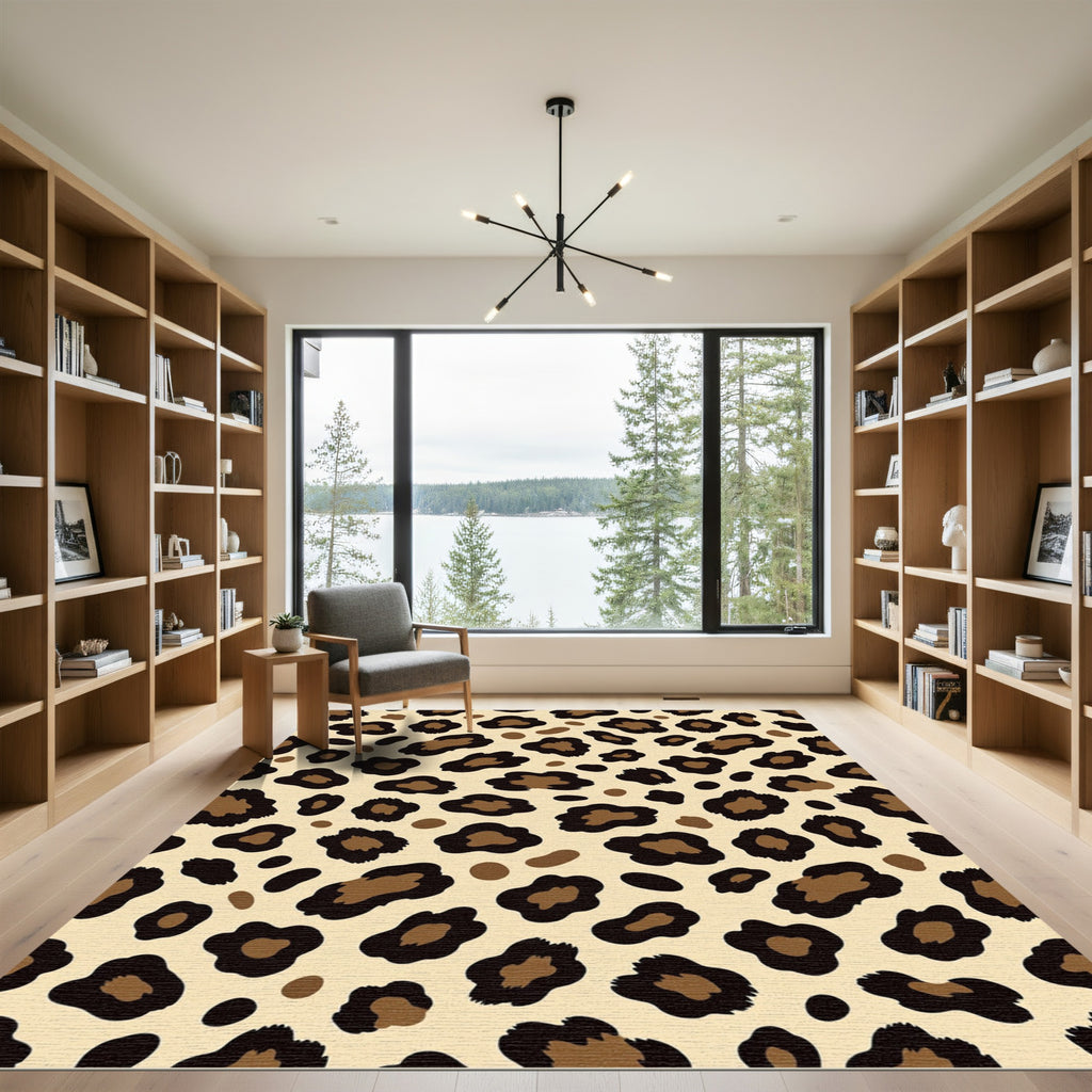Brown Black Spotted Animal Print Rug