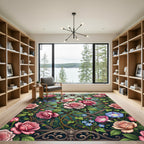 Romantic Pink Rose Trellis Floral Rug