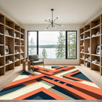 Geometric Orange and Slate Interlocking Trestle Rug