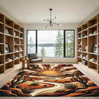 Earthy Desert Sun Canyon Landscape Rug