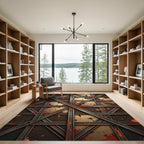 Industrial Bronze Grid Splatter Rug