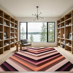 Coral Pink Geometric Chevron Layers Rug