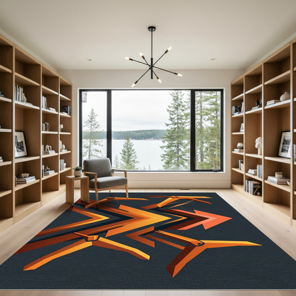 Orange Geometric Pickaxe Forward Motion Rug