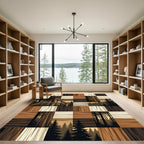 Woodland Forest Landscape Patchwork Rug