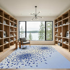 Navy Blue Concentric Confetti Abstract Art Rug