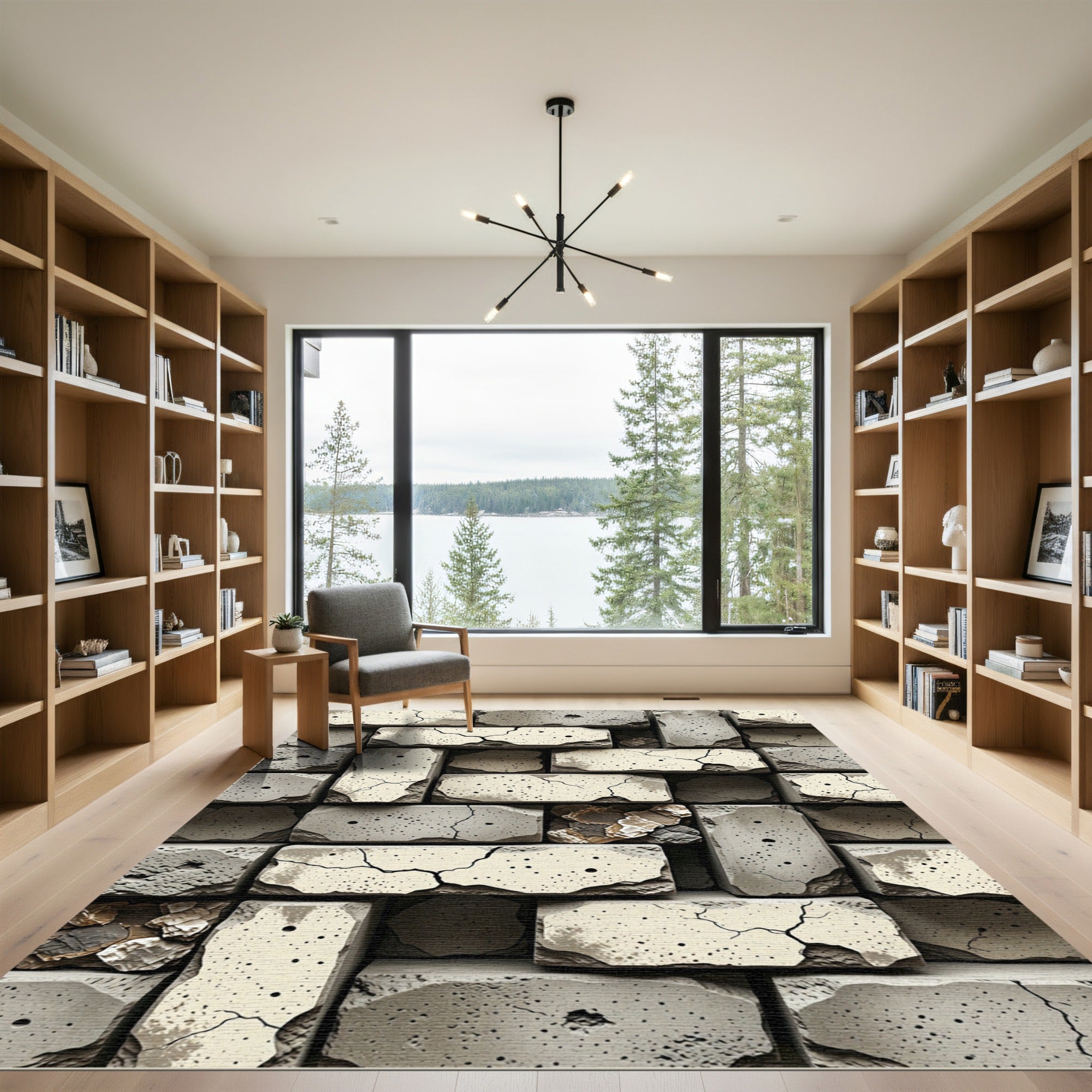 Rough Concrete Brick Texture Rug