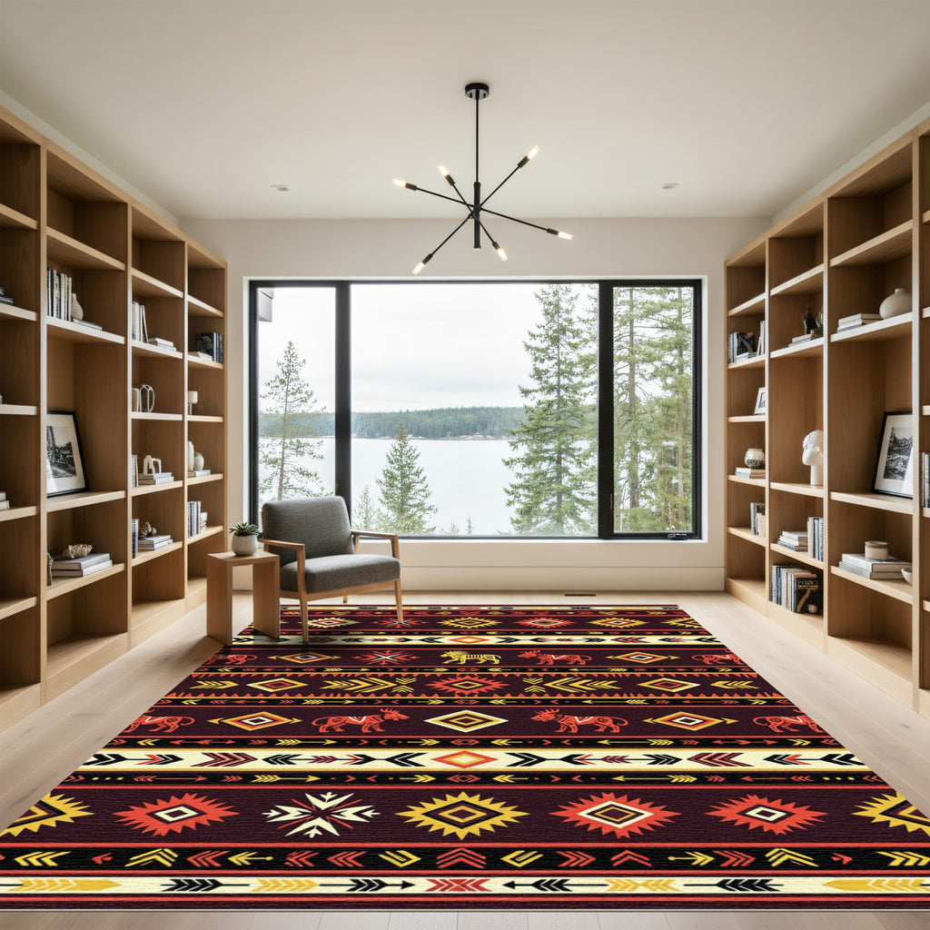 Southwestern Earth Tone Geometric Animal Rug
