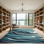 Modern Abstract Ocean Wave Rolling Tide Rug
