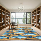 Blue Swimming Fish and Driftwood Sand Rug