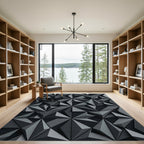 Charcoal Gray Geometric Facet Rug