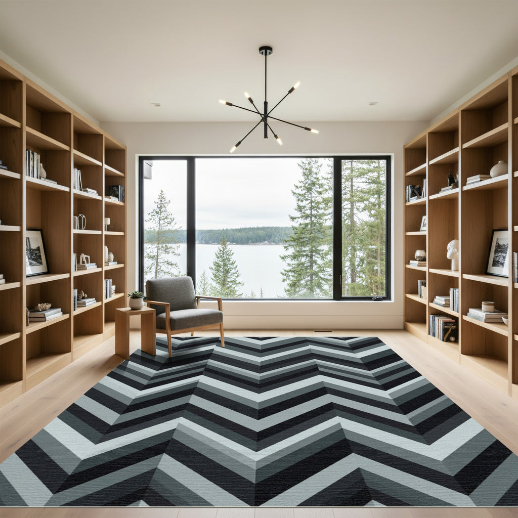 Monochromatic Chevron Geometric Gradient Rug