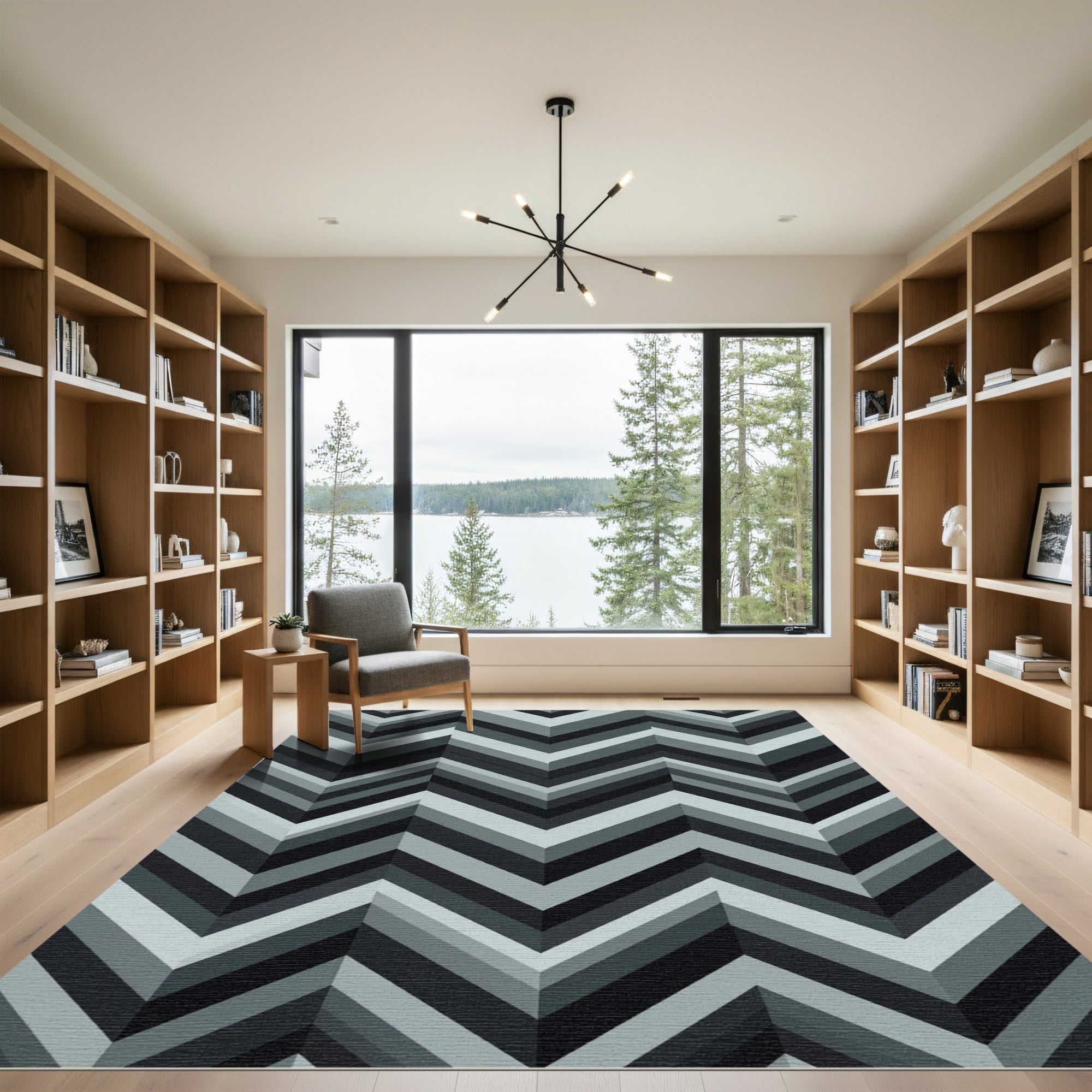 Monochromatic Chevron Geometric Gradient Rug