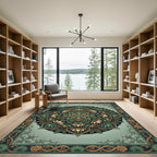 Sage Botanical Floral Medallion Garden Rug