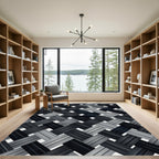 Monochrome Interwoven Charcoal Diagonal Grid Rug