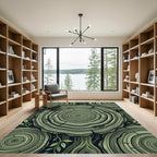 Green Wood Grain Rings Pattern Rug