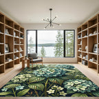 Soft Teal Hydrangeas Floral Collage Rug