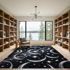 Celestial Crescent Moon And Starry Night Rug